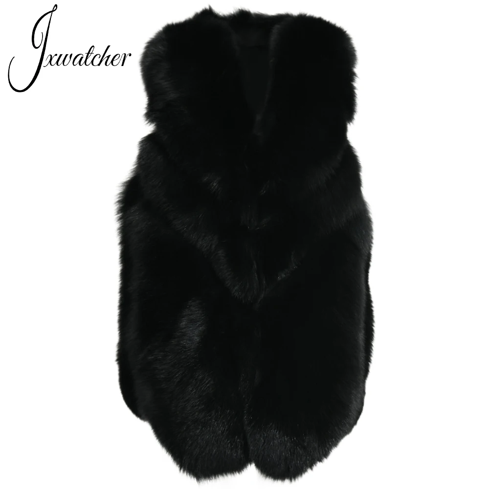 

Jxwatcher Real Fox Fur Vest For Women Autumn Winter Fashion Warm Ladies Natural Fur Sleeveless Coat New Arrival Solid Waistcoat