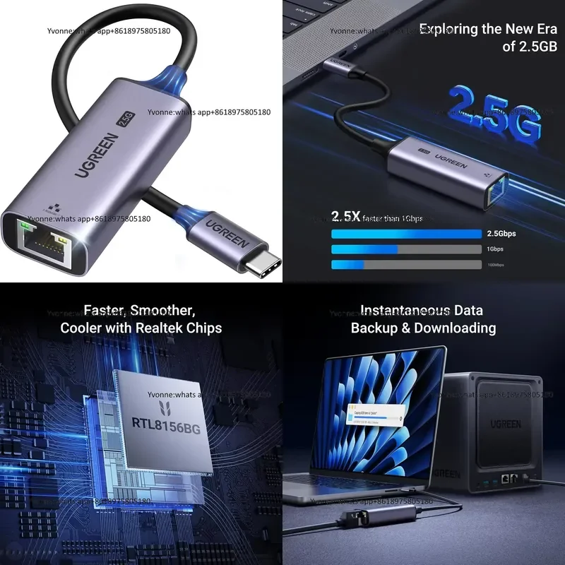 UGREEN USB C Ethernet Adapter 2.5G Laptop Aluminum Type C ( 4/3 Compatible) RJ45 Network Internet Compatible NAS