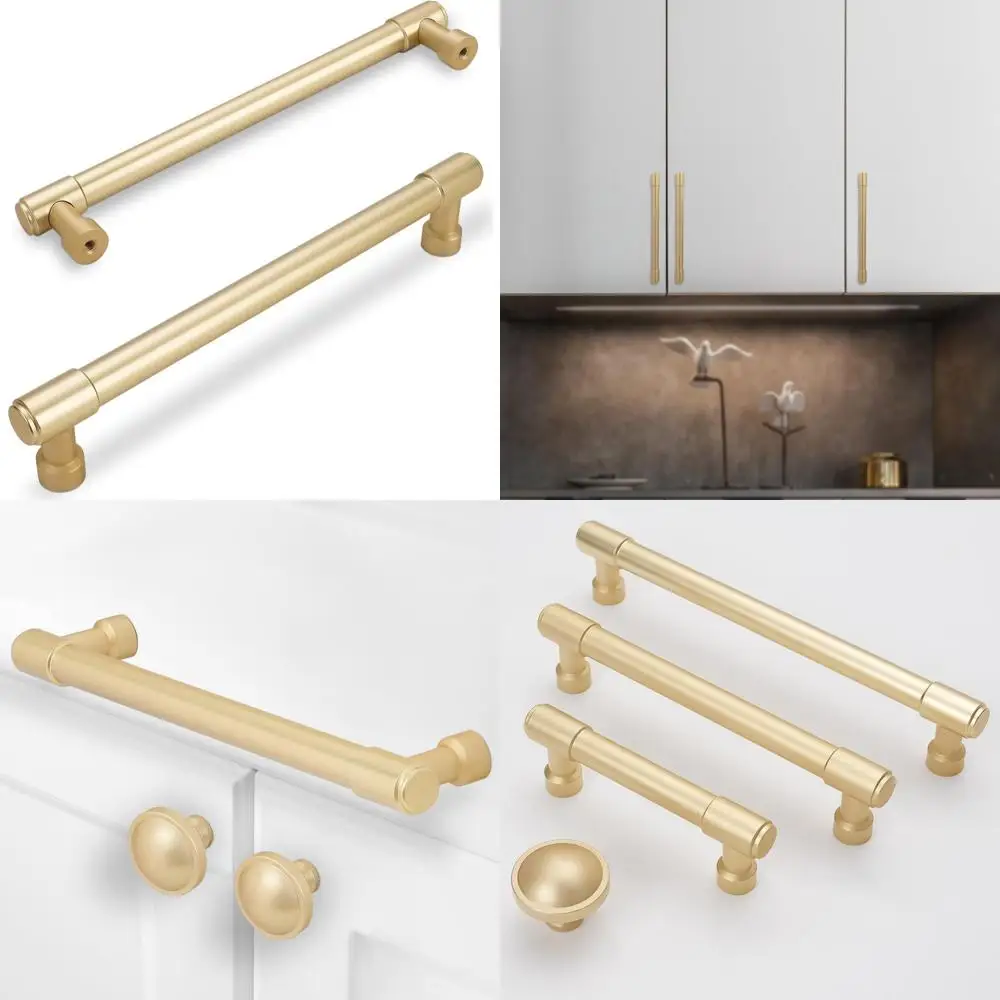 

10 Inch Brushed Gold Cabinet Pulls with 254mm Hole Centers - Kitchen Cabinet Handles, Gold Drawer Pulls for Elegant Kitchen Upgr