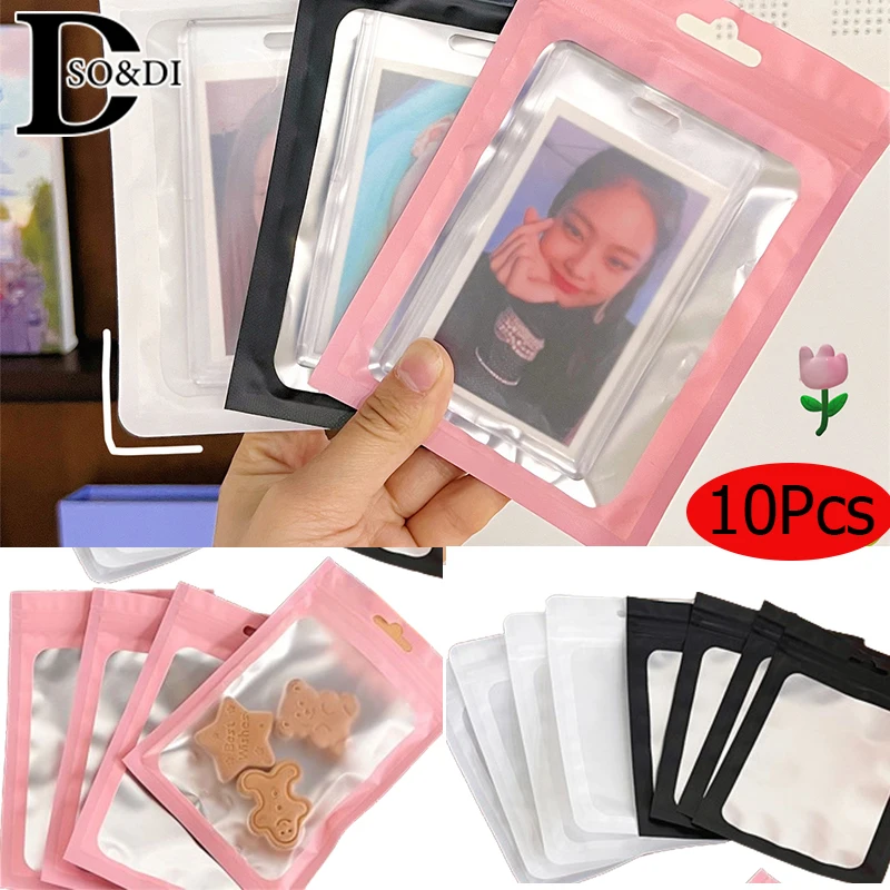 10Pcs Card Protective Bag Photocard Storage Color Matte Transparent Ziplock Bags Gift Packaging Bag Sticker Card Sleeve