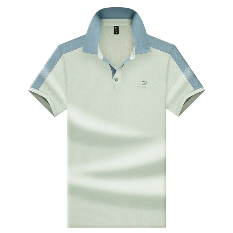 Man's Light Luxurious Polo Shirts Short Sleeve Dress Freely Blocking Color Tee Tops Quality Tennis