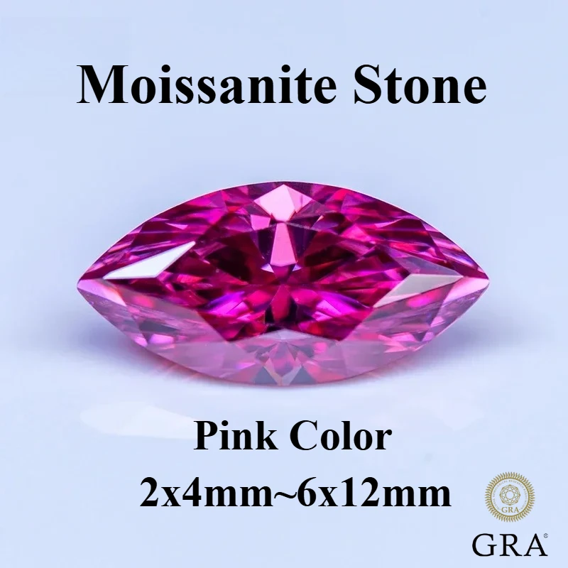 

Moissanite Stone Marquise Cut Pink Color Gemstone Lab Grown Diamond For Charms DIY Ring Necklace Earrings Main Materials