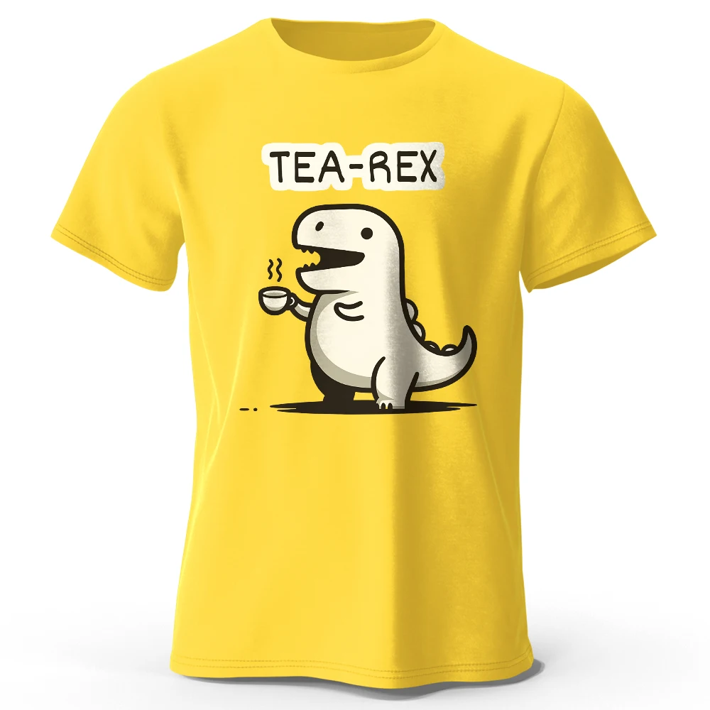 تي شيرت رجالي من Tea-Rex Dinosaur مطبوع 100% قطن، تي شيرت ناعم وجيد التهوية برقبة دائرية وأكمام قصيرة، نمط ممتع وملتف للجنسين