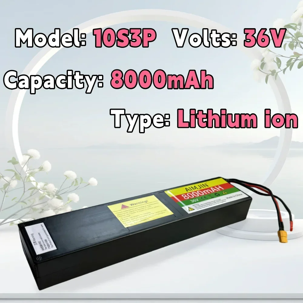 

NEW 10S3P 36V 8000mAh Li-ion Rechargeable Battery Pack XT60+JST Plug Whit 42V 2A Charger Suitable for Electric Scooter