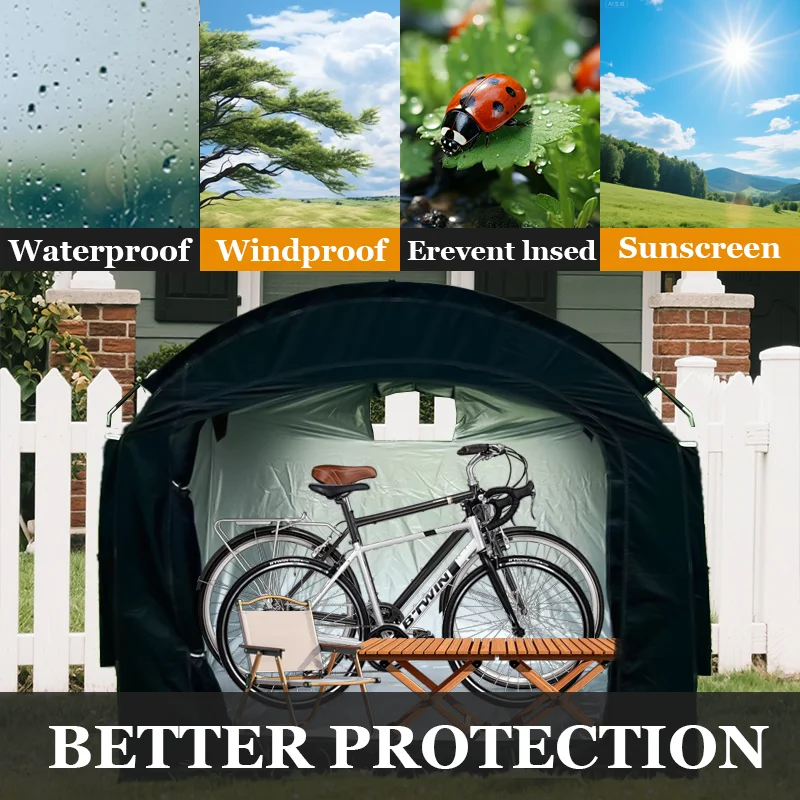 1-2 Bikes Wide Door Bike Storage Tent, Bicycle Shelter, Easy Access Foldable Outdoor Shed - view 3