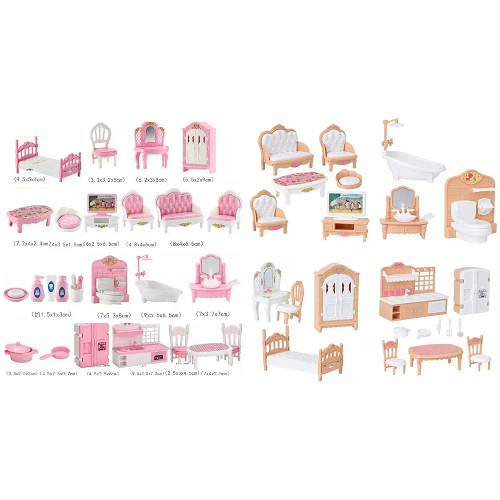 

1/12 Dollhouse Accessories Bed Bathtube Kitchen Closet toliet Kawaii Furniture Miniature Items Game DIY Birthday Gift Kids Toys