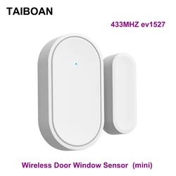 TAIBOAN-Sensor de apertura y cierre de puerta inalámbrico, 433MHz, antidesmontaje para varias ventanas domésticas, alarma antirrobo