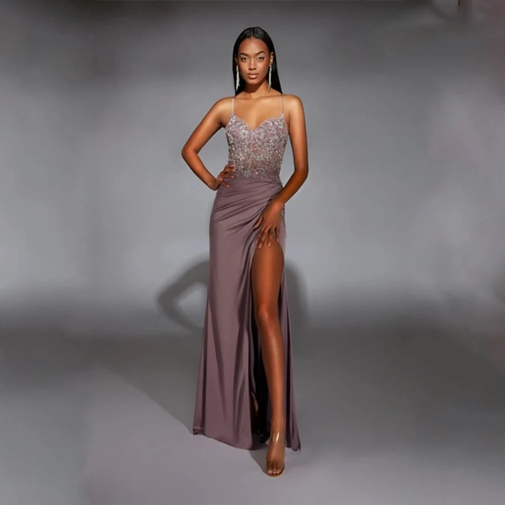 

DRESS FORU Элегантное розовое вечернее платье из джерси длиной до пола, милое платье для выпускного без рукавов, Vestidos De Fiesta по индивидуальному заказу