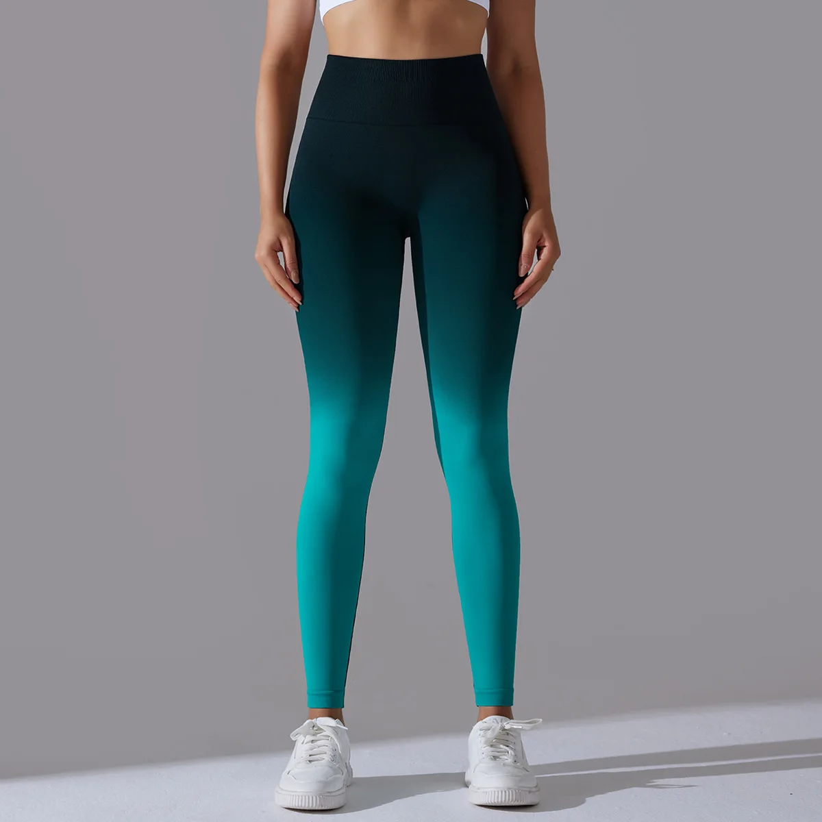 TRY TO BN Gradient Seamless Yoga Pants High Waist Elastic Cycling Fitness Suspender Dyed Sport Leggings Tights Women Gym Clothes