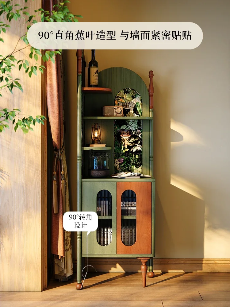 

yj32 Corner corner cabinet French retro style living room solid wood corner cabinet