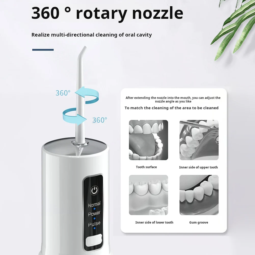 Oral Irrigator Rechargeable Water Flosser Portable Dental Water Jet Floss 230ml Water Tank 3 Mode IPX7 Waterproof Teeth Cleaner