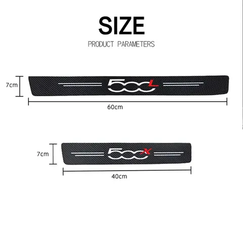 4 st biltillbehör Kolfibertyg Tröskellist Välkomstpedal Dekaler För FIAT 500 500E 500L 500C 500S 500X 10 best sales Shelby GT500 tillbehör - №4