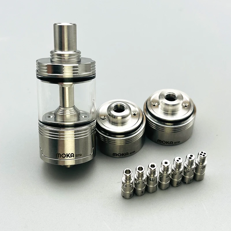 DSX Moka RTA Atomizer 22mm 4.5ml 316ss Single Coil Rebuildable Tank Bottom Airflow 3 Chambers Interchangeabl With 7 Airpins