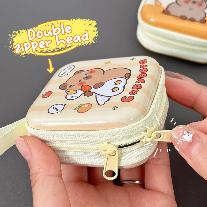 Dompet koin kecil Capybara lucu mode tahan air kotak penyimpanan Mini dompet portabel tas Headphone Mini hadiah anak-anak