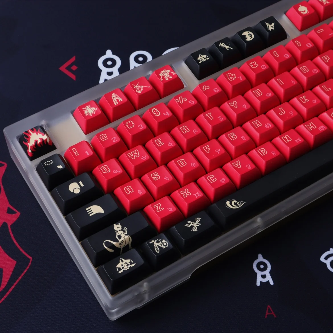 143 Keys Groudon Keycaps Black Red KCA Profile PBT Dye Sublimation Mechanical Keyboard Keycap For MX Switch 61/64/75/84/87/980 - view 3
