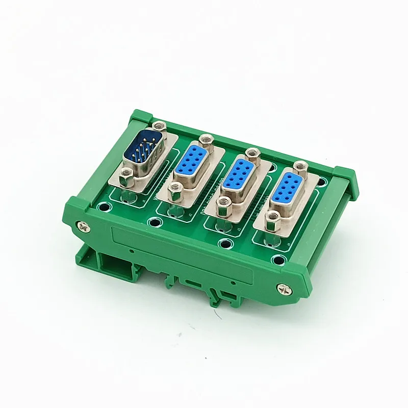 DB9 Male to Female D-SUB Buss Board Interface Module with DIN Rail Mount DB9 splitter.