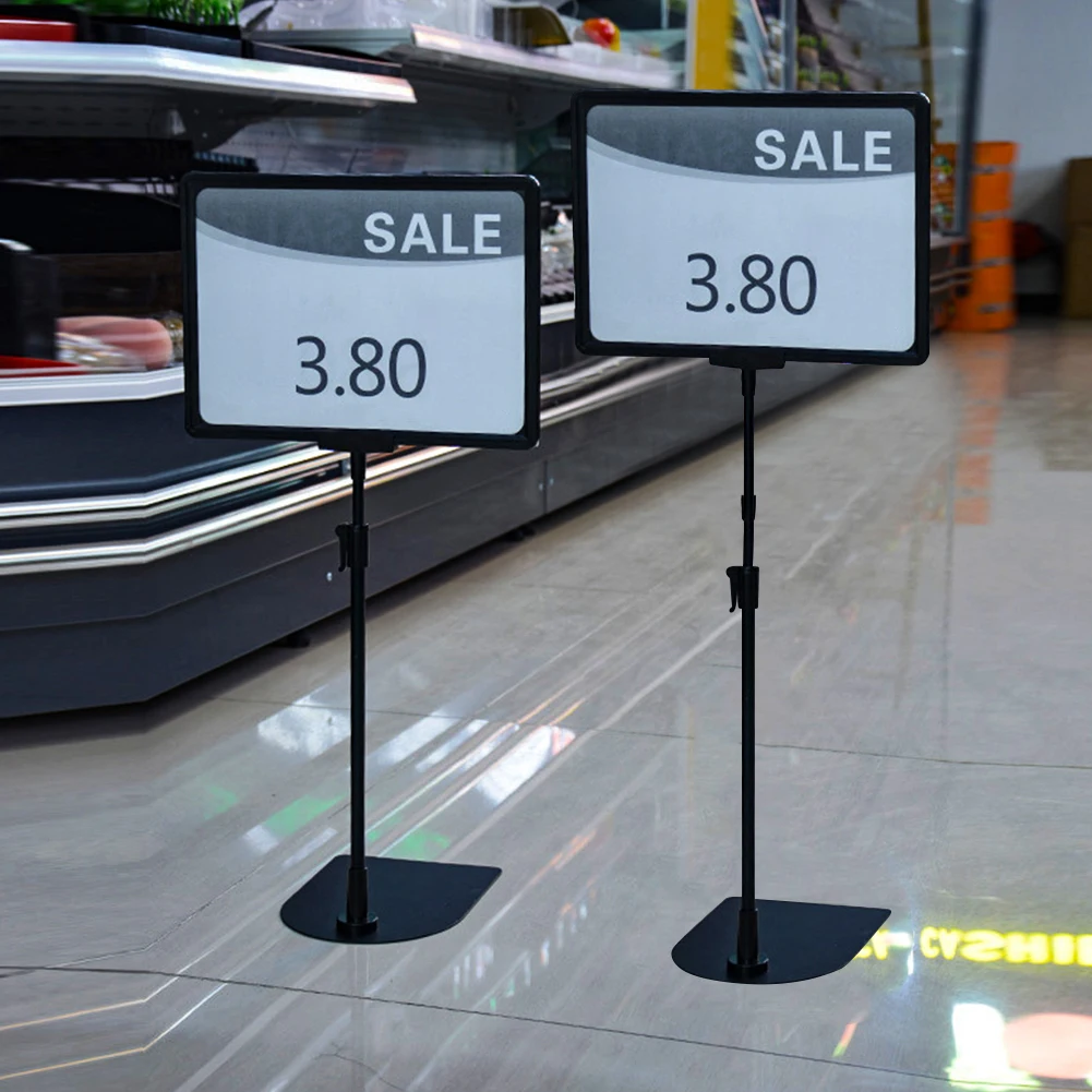 حامل لافتات أرضية لطاولة واقية ثابتة ، عرض تجاري للعرض ، إعلانات حفلات مدرسية ، ارتفاع قابل للتعديل ، 2 ، A4