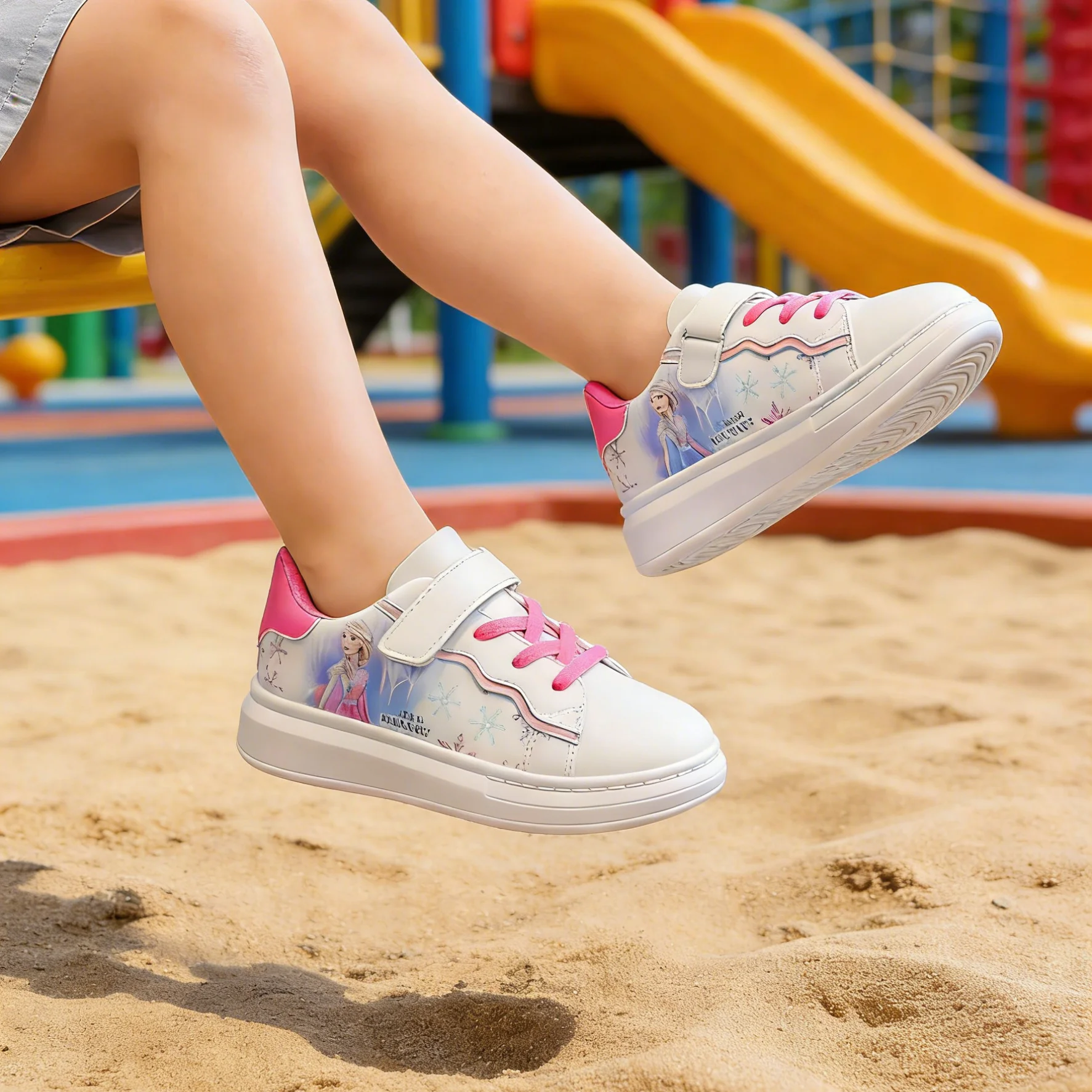 

Kids'Casual Shoes Elsa Princess Frozen PU Leather Spring Fashion Flat Shoes For Girls Anti-slip Breathable Blue Pink Size 26-37