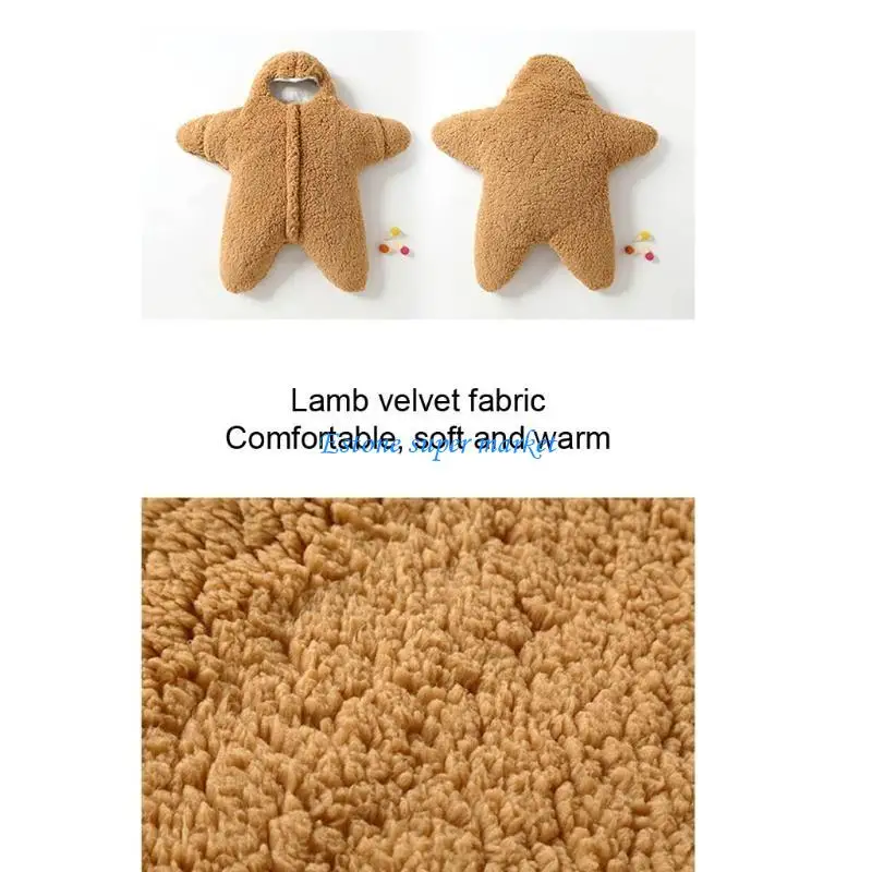 

090B Baby Sleeping Bag Ultra-Soft Lamb Fleece Newborn Receiving Blanket Sleepsack Nursery for Infant