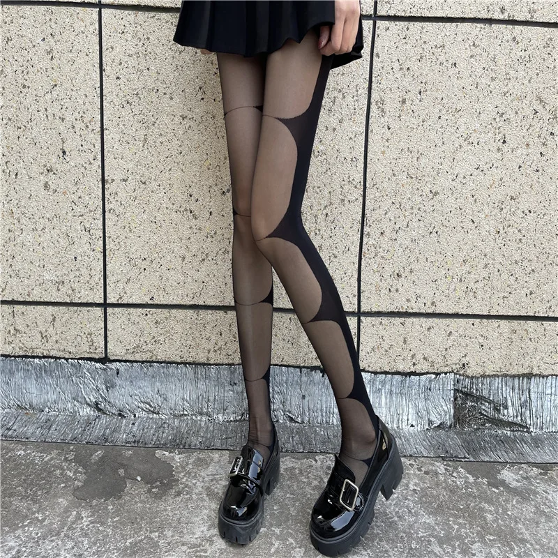 

2022 New Personalized Spliced Hosiery Millennial-style Sexy Black Hosiery Women Thin Anti-hook Silk Slimming Pantyhose