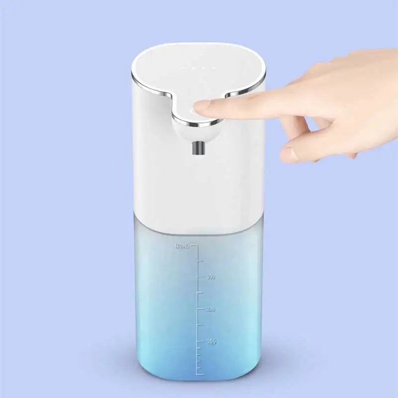 Dispenser sabun busa otomatis 400ml, Mesin cuci tangan pintar kamar mandi dengan pengisian daya USB 2 In 1 Desktop & gantungan dinding