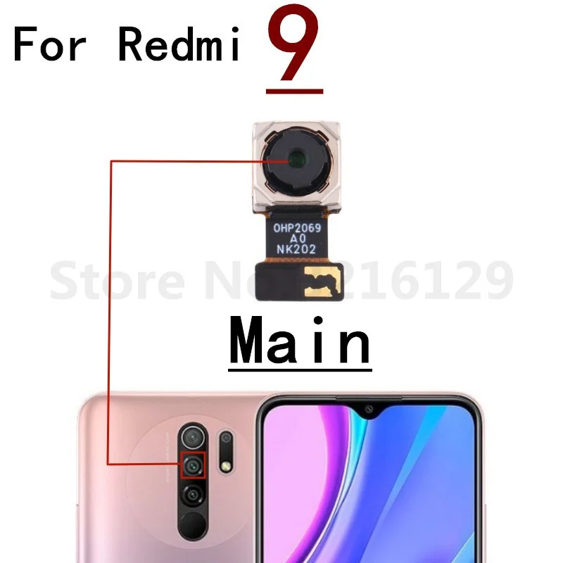 Rear Back Camera For Xiaomi Redmi 9 9A 9T 4G Front Facing Camera Module Backside View Replacement Spare Parts