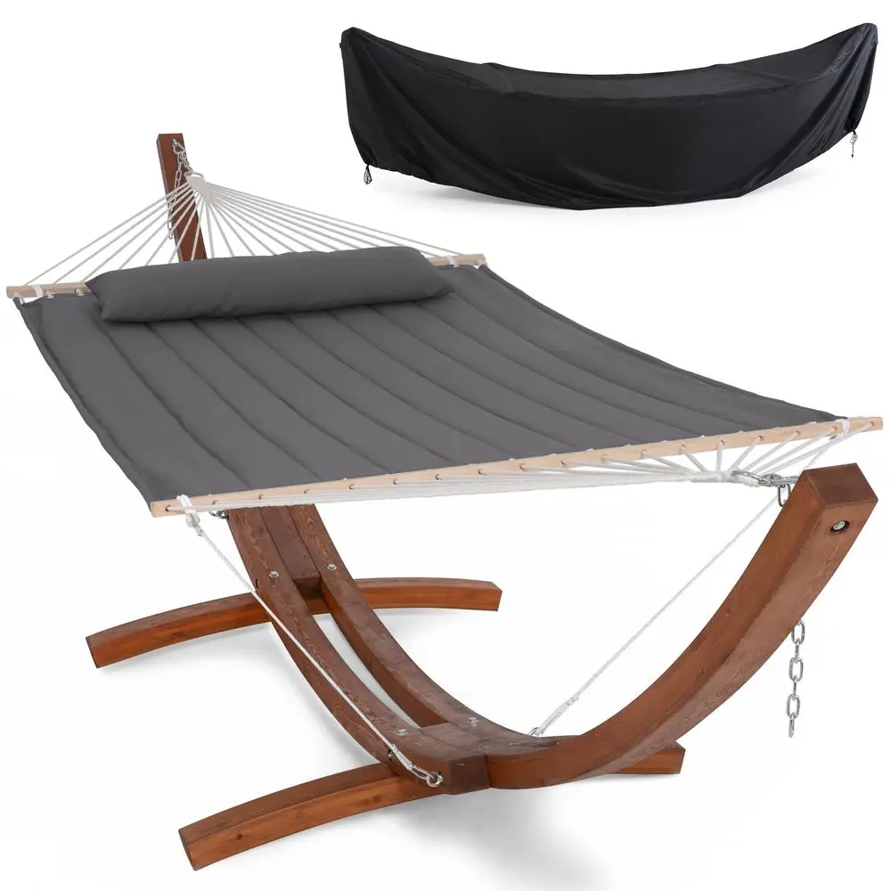 

13.5 ft Wooden Hammock Stand Only, Heavy Duty Larch Wood Arc Hammock Stand with Chains and Carabiners, 475 lbs Capacity