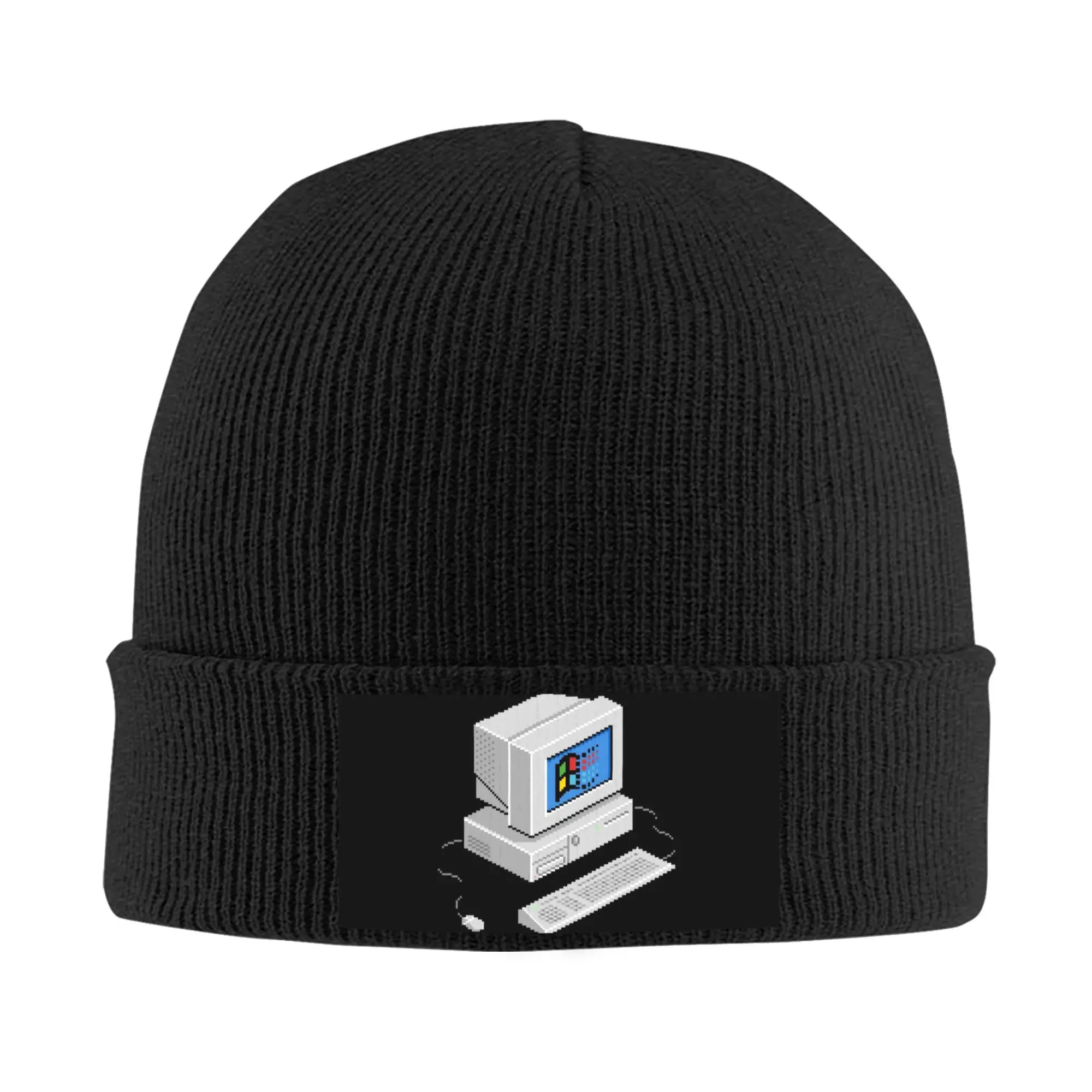 ويندوز Vaporwave قبعة محبوكة دافئة الشتاء متماسكة بونيه قبعة Skullies Beanies الهيب هوب قبعات للجنسين