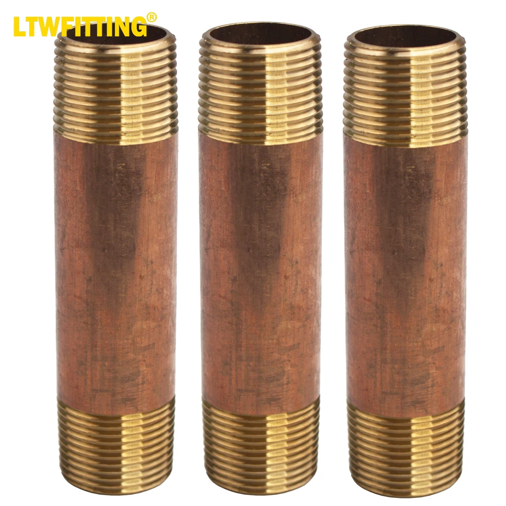 

LTWFITTING Red Brass Pipe Fitting, Nipple, 3/4" NPT Male X 4" Length (Pack of 3)