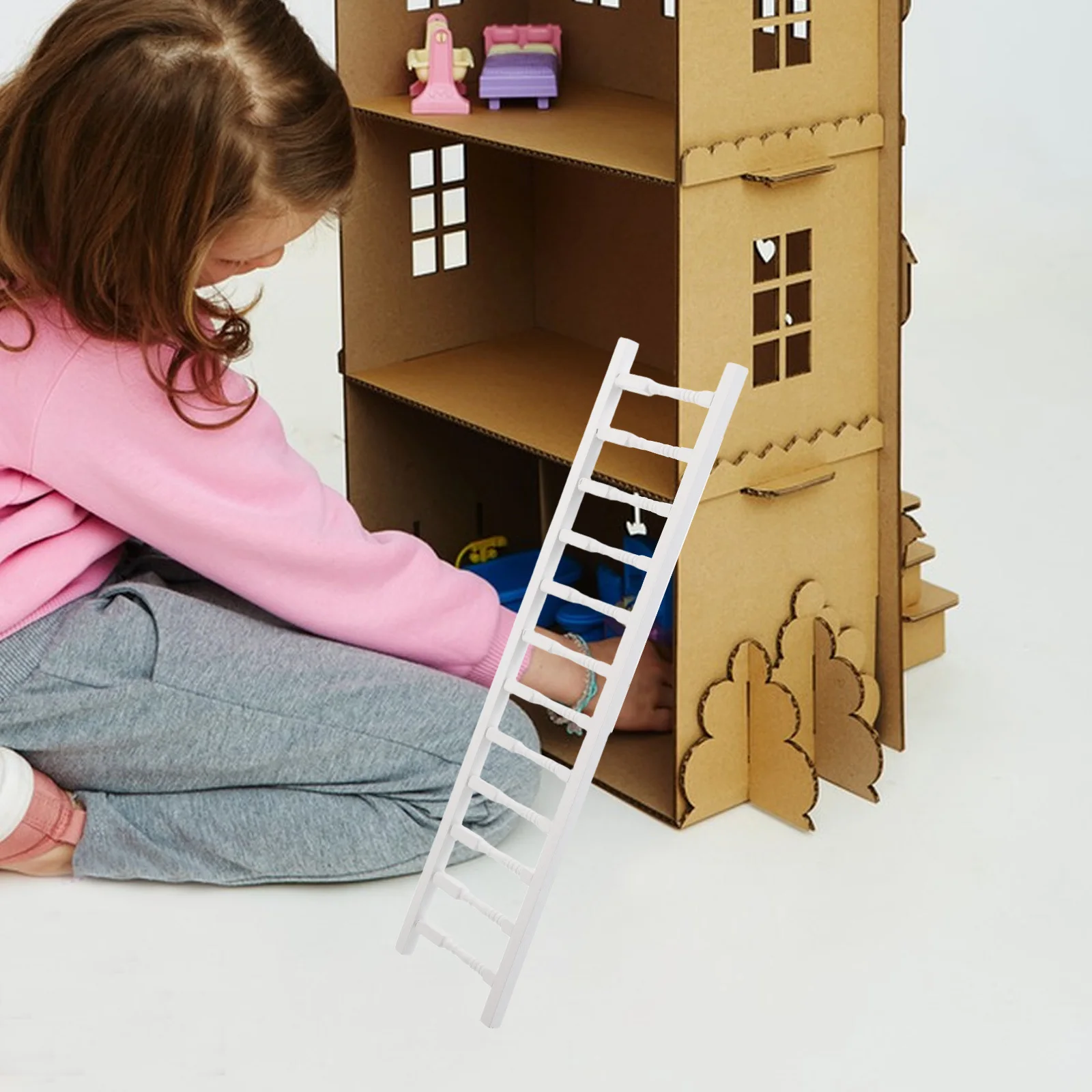 

Деревянная миниатюрная лестница в масштабе 1:12, функциональная декоративная деталь для творческих навыков рассказов, мини-садовая лестница