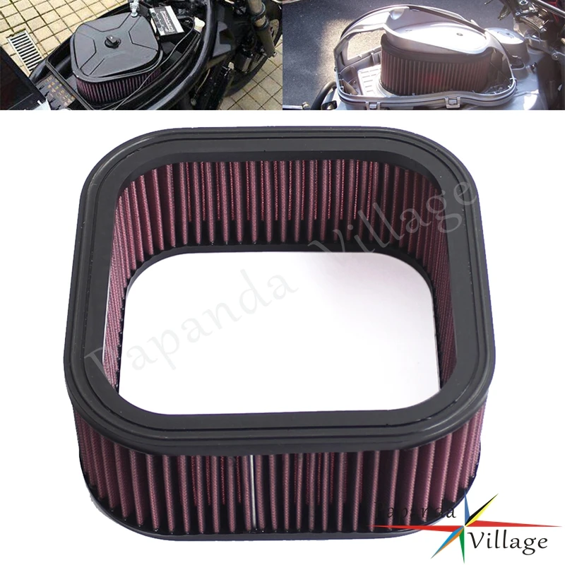 For Harley Night Rod 06-11 Street Rod 06-07 V-Rod 2002-13 Universal Motorcycle Red Rectangular Air Cleaner Motorbike Air Filter