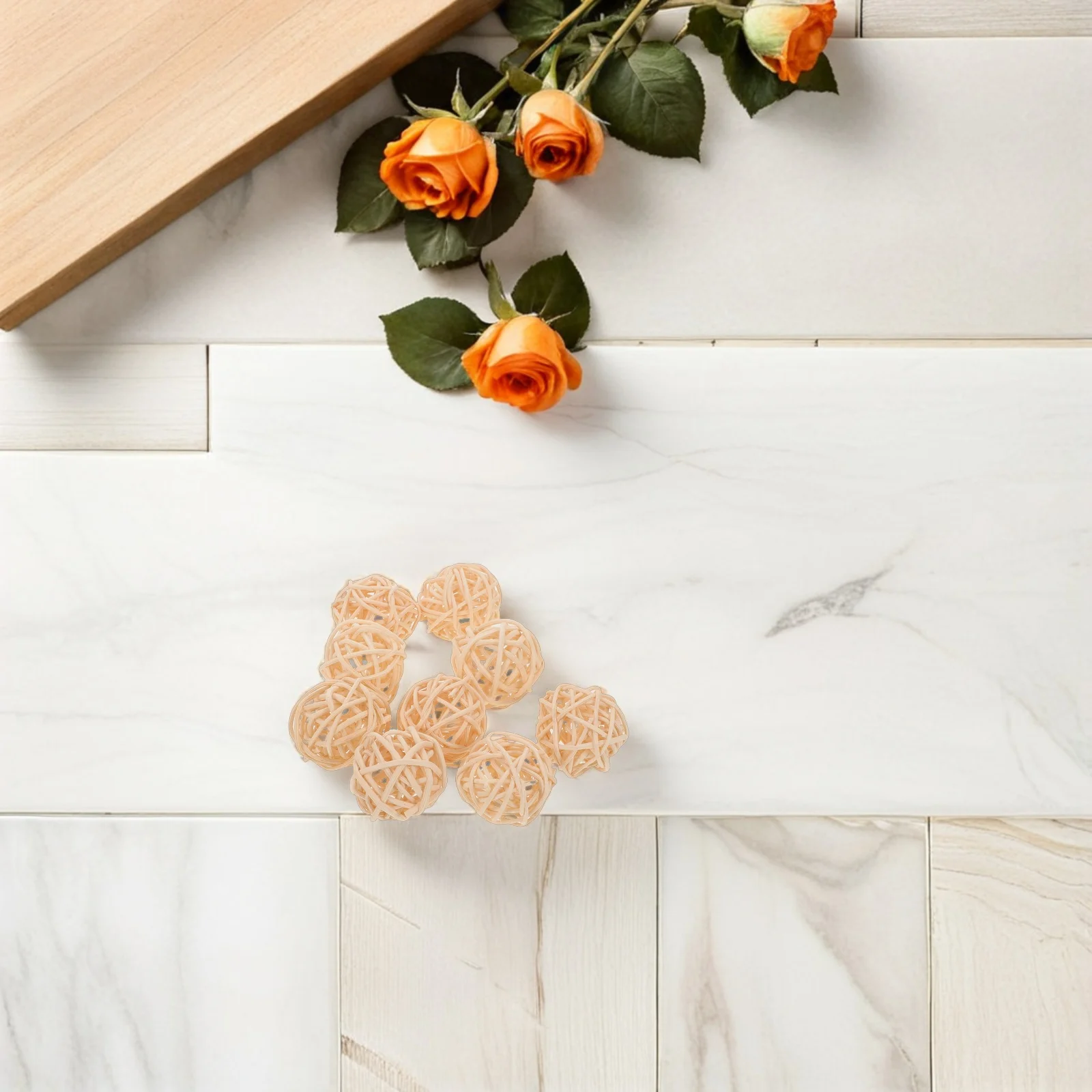 

50Pcs Christmas Rattan Decorative Balls Rustic Wicker Orbs Bowl Filler Vase Fillers Centerpiece Home Decor Wicker Decor