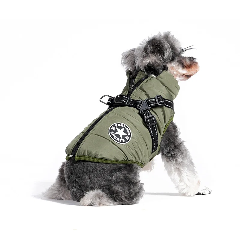 Disfraz de perro de invierno, chaleco con arnés, ropa impermeable para abrigo para perro, chaqueta, caniche de Pomerania, Bichon Schnauzer, ropa para mascotas