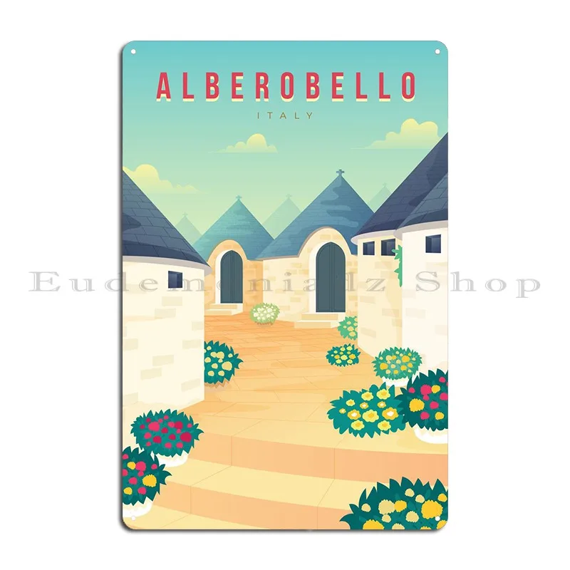 Alberobello Italy Metal Sign Garage Decoration Wall Decor Custom Mural Tin Sign Poster