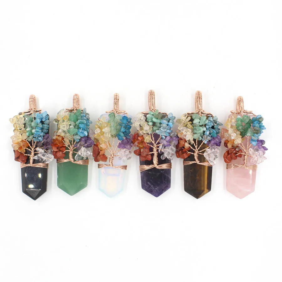 

Sword Hexagonal Prism Crystal Pendants Reiki Pendulum Natural Stone Charms Crystal Fashion Jewelry 10pcs