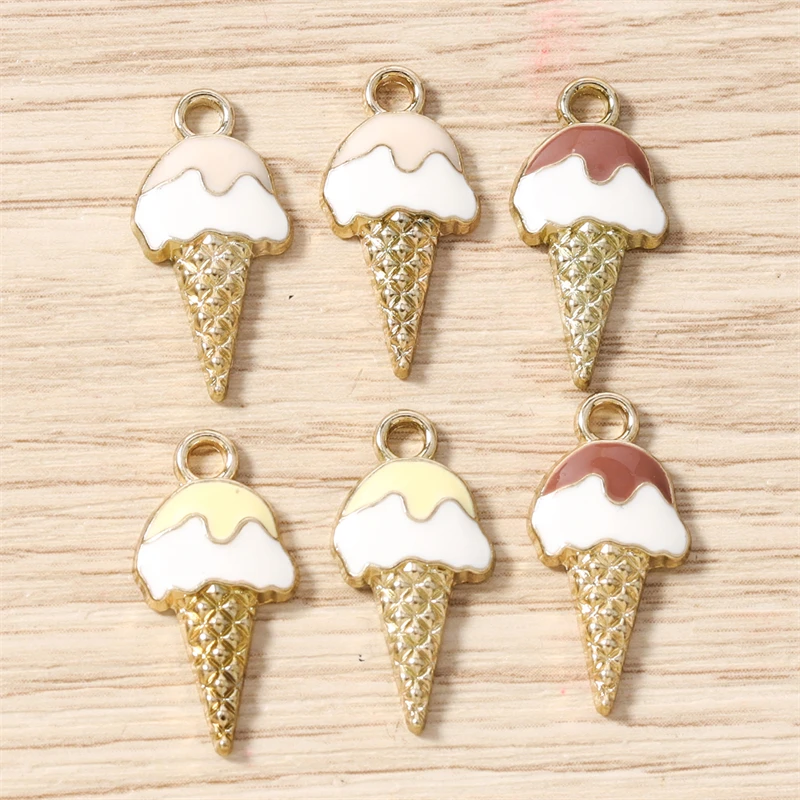10 Stück Gemischte Niedliche Emaille Sommer-Eiscreme-Anhänger für Schmuckherstellung, Ohrringe, Halsketten, Armbänder, DIY-Bastelzubehör – Detail 11