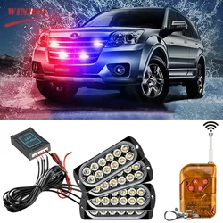 48 LED Car Police Strobe Lights Wireless Led Stroboscope 12-24V Auto Emergency Warning Lamp Flashing Beacon for Truck Offroad