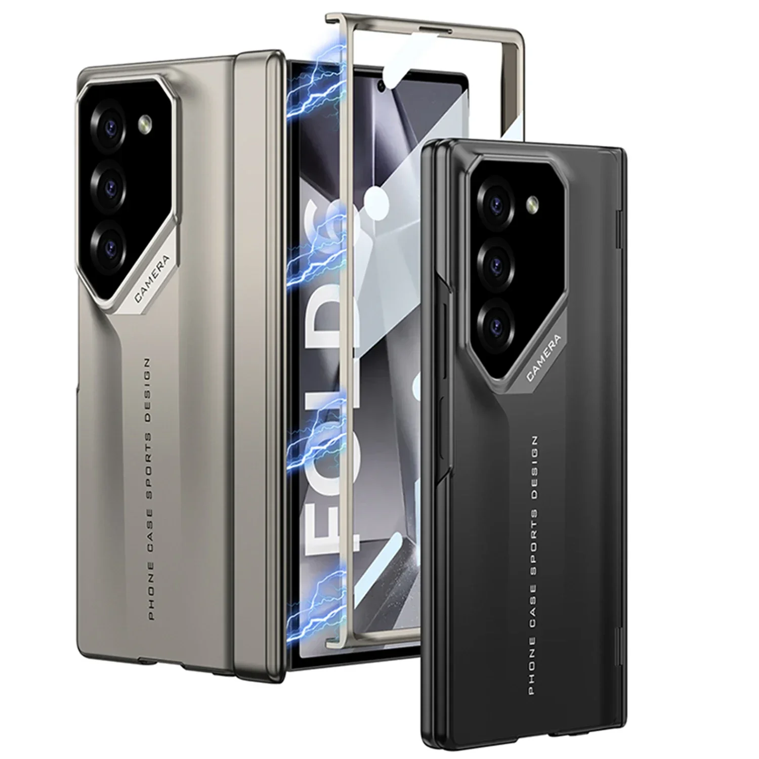 

Чехол для телефона Samsung Galaxy Z Fold 6 5 4 3, чехол для спортивного автомобиля, чехол-пленка «Все в одном» с тонким отверстием, полноразмерный противоударный жесткий чехол