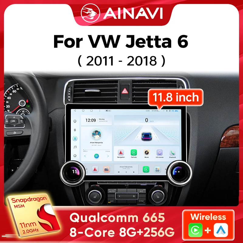 Ainavi 11.8inch Multimedia Player For Volkswagen VW Jetta 6 MK6 Carplay Android Auto Car Radio Stereo