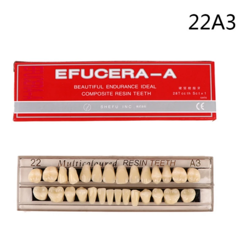 28pcs Teeth Resin Denture Teeth Dental Synthetic Teeth Teaching Model Permanent A2 A3 Artificial Preformed Denture