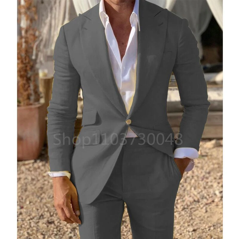 

Новый стиль, однотонные свадебные костюмы, смокинги для жениха, деловые мужские костюмы, однобортный пиджак с остроконечными лацканами, брюки, мужские костюмы для выпускного ужина