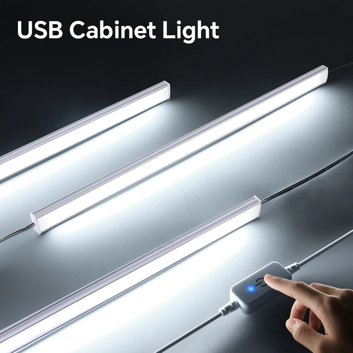 LED Aluminum Tube Bar Touch Switch Dimmable 30CM USB Series Lamp LED Lights Bar Kitchen Closet Wardrobe Night Under Cabinet Lamp