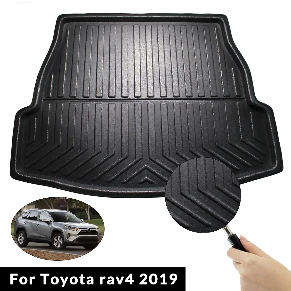 

Car Rear Trunk Cargo Liner Boot Tray Cover Matt Mat Floor Carpet Kick Pad For Toyota RAV4 2019 2020 XA50