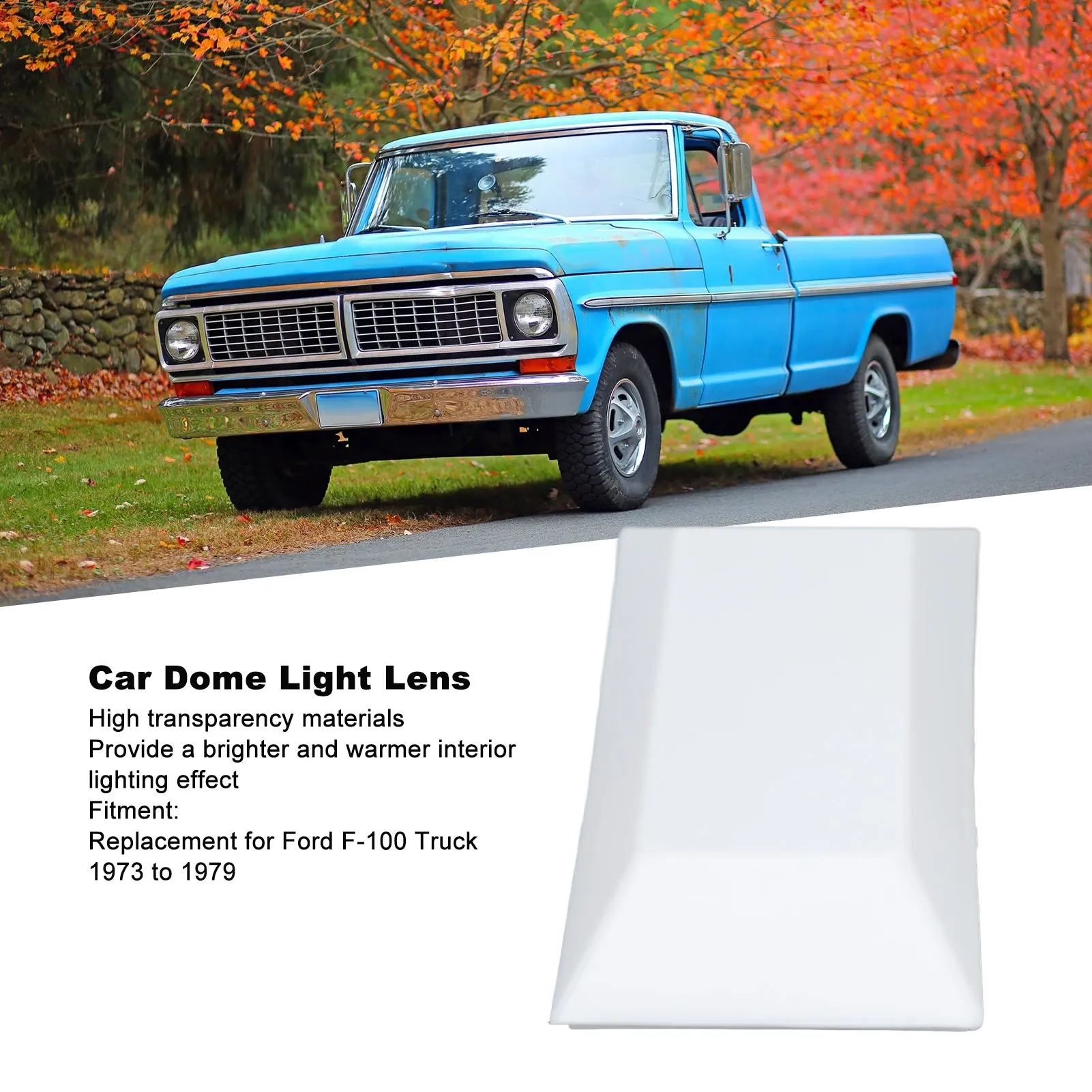 Car Dome Light Lens Sqaure Interior Overhead Dome Lamp Lens Cover Replacement For Ford F‑100 Truck 1973 To 1979