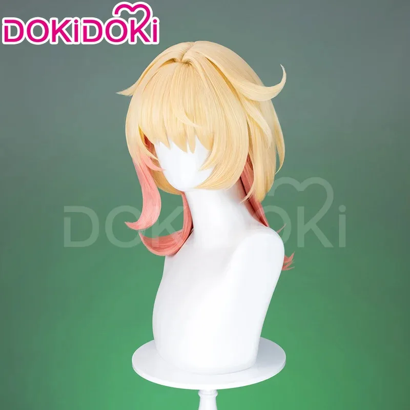 Qq28LQEmilie juego Genshin Impact peluca DokiDoki perfumista Emilie Cosplay gafas collar mujeres 45cm pelo corto gratis Wi