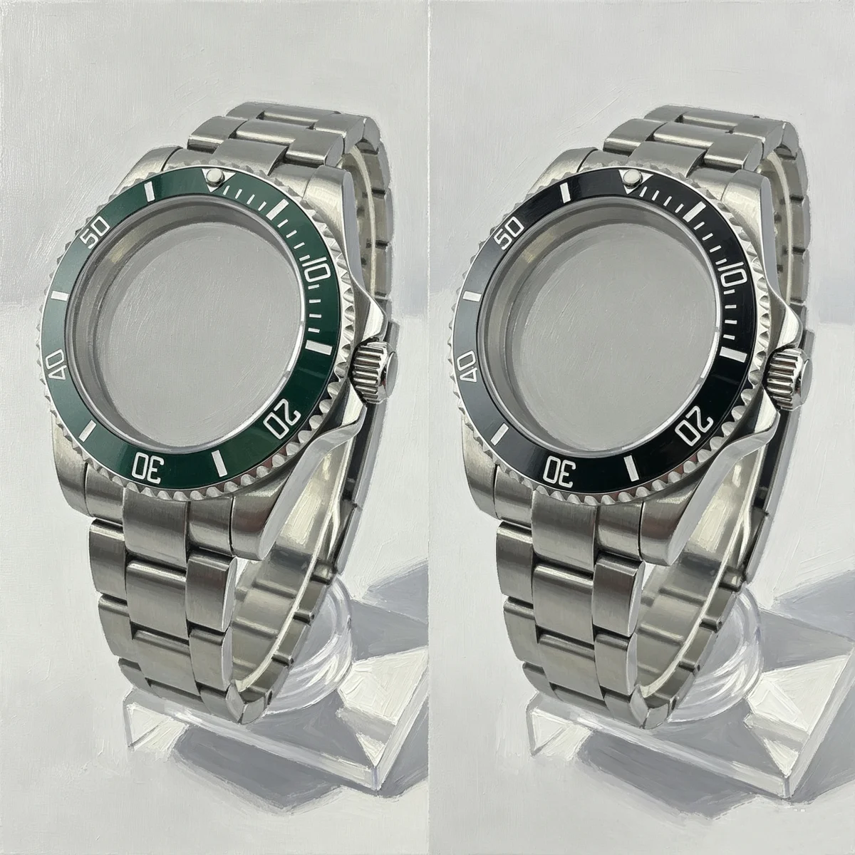40MM Diving Case 120- Click Bezel Sapphire Crystal Miyota NH34A NH35 NH36 NH38 NH70 NH72 ETA2824 Movement Polished Central Strap