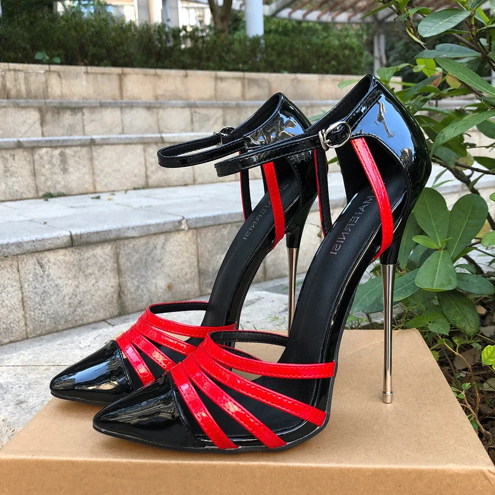 

Factory Customize Women Sexy 16cm Extreme Metal High Heels Red Stilettos Pumps Fetish Cross Dresser Party SM Man Unisex Shoes