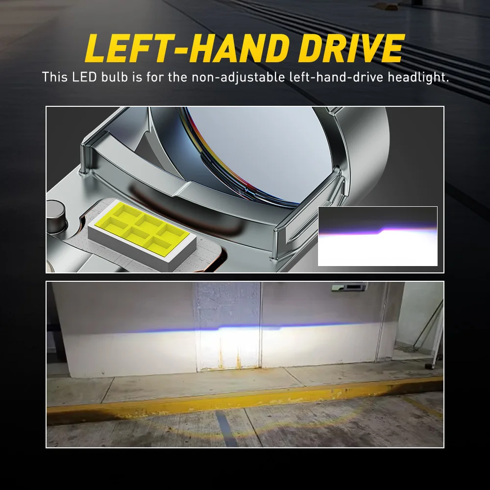 AUXITO 2Pcs H7 LED Projector Headlight Bulbs Canbus Car Headlamp With HD LENS 110W 30000LM For Left-handle Drive 12V