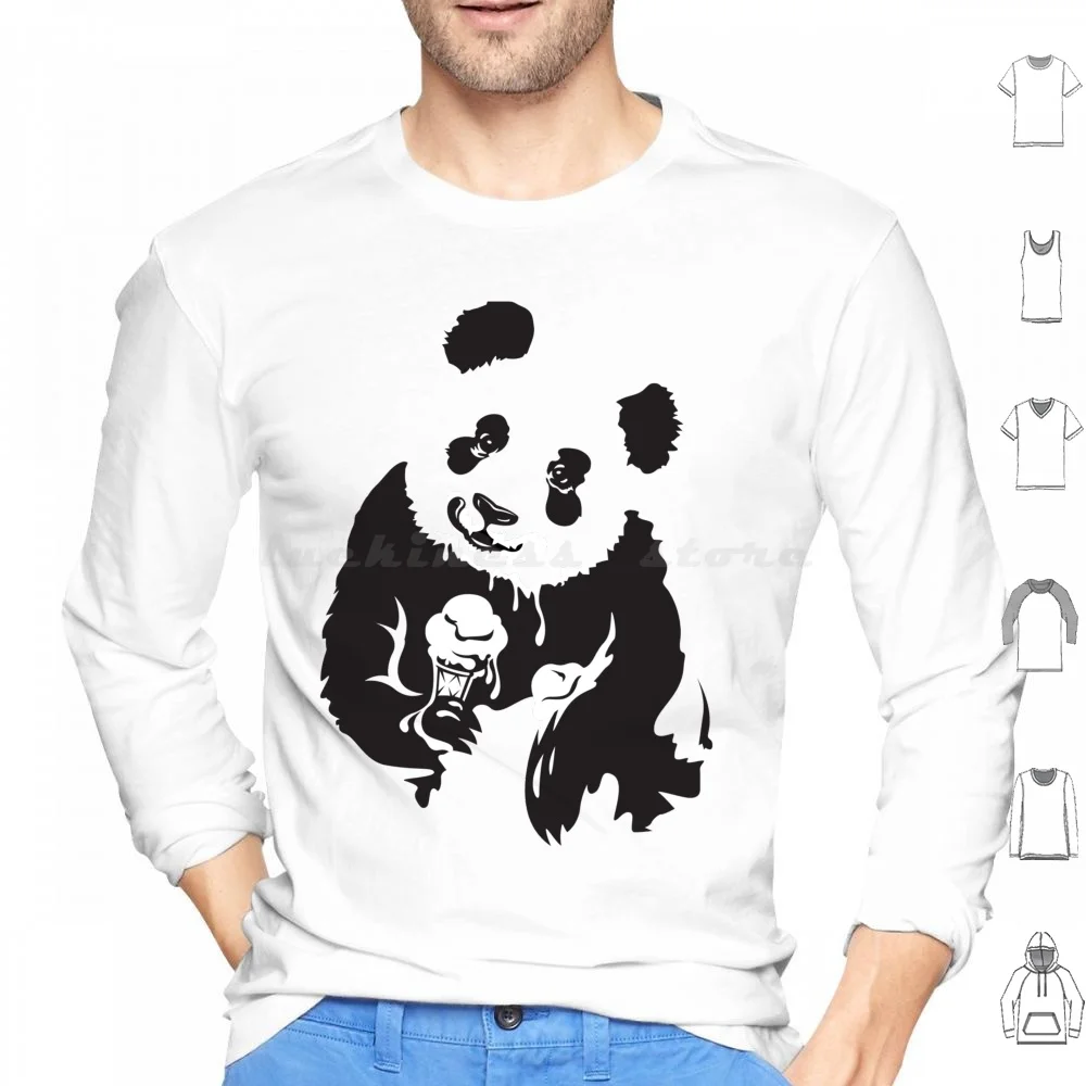 Pandas Like Ice Cream Too. Hoodies Long Sleeve Panda Pandas Panda Bear Ice Cream Icecream Food Cute Funny