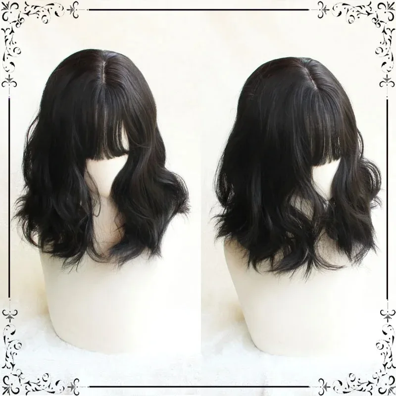 DY20Touhou Project Inaba Tewi Cosplay Costume Hair Headwear Black Short Curly Wig25